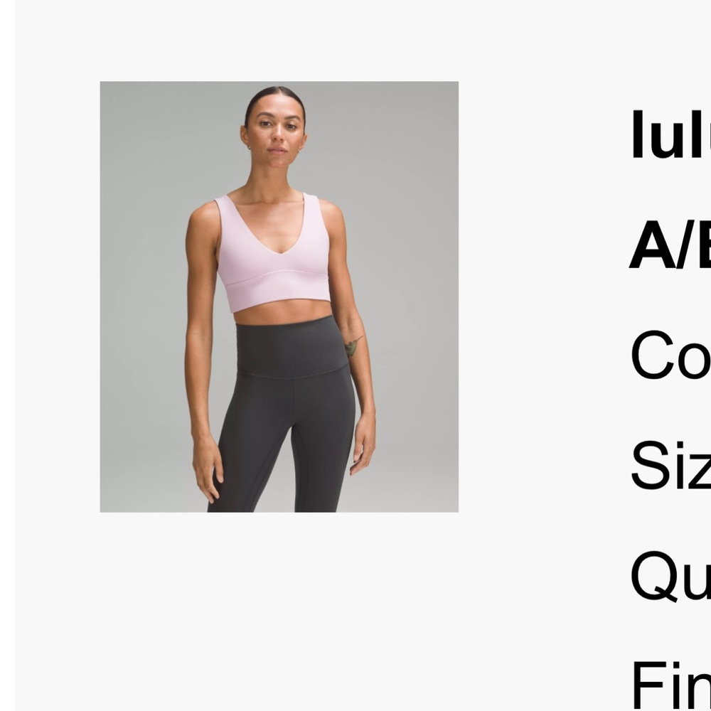 Lululemon Athletica Light Pink Sports Bra